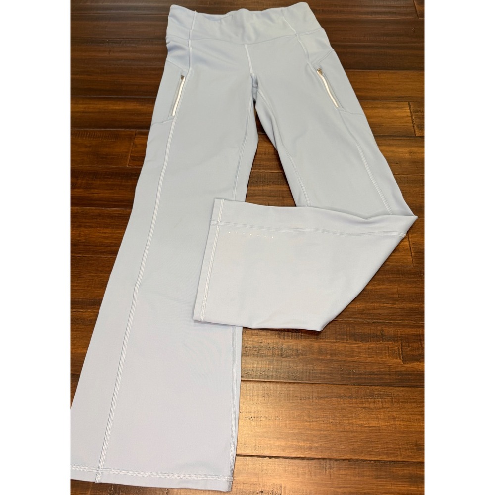 Athleta Rainier Bootcut Pant Light Blue High Rise Thermal Fleece Pockets M